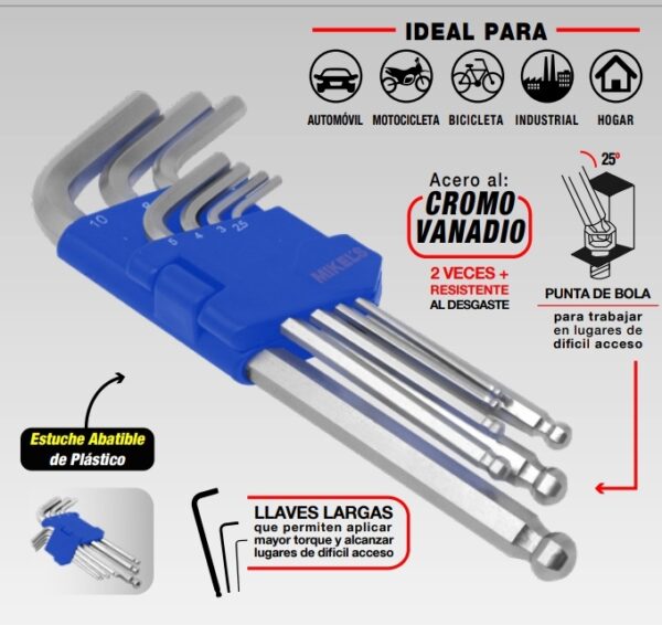 Llaves Hexagonales ALLEN Punta de Bola